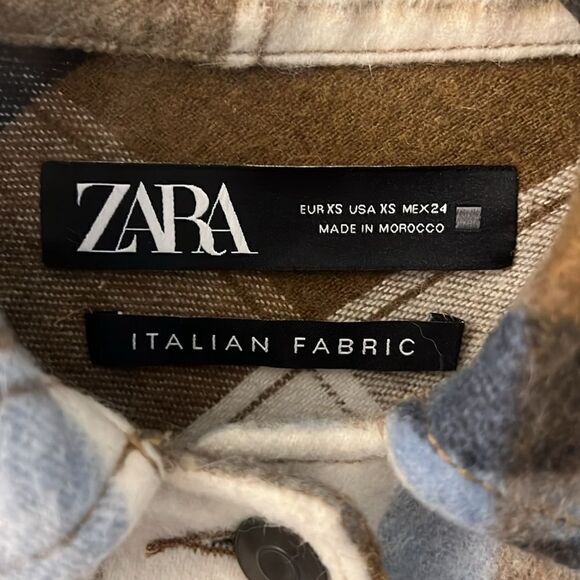 Zara Wool-Blend Plaid Overshirt Shacket Size XS - Picture 5 of 9